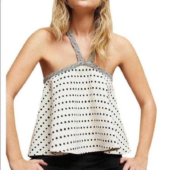 Anthropologie Dotted Jacquard Halter Top